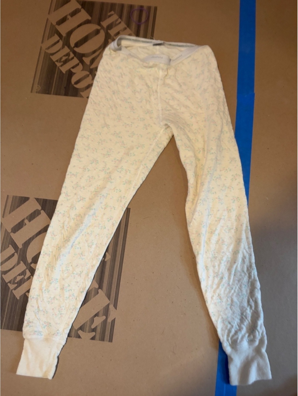 Vintage Duofold Floral Thermal Long Johns Made in USA Cream Pastel